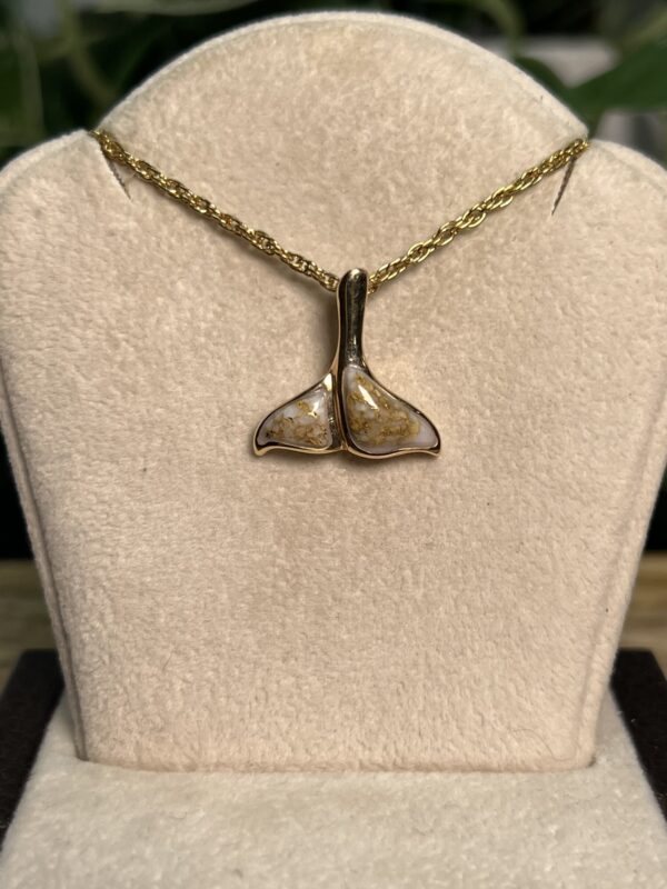 Gold in Quartz Whale Tail Pendant - PDLWT113Q