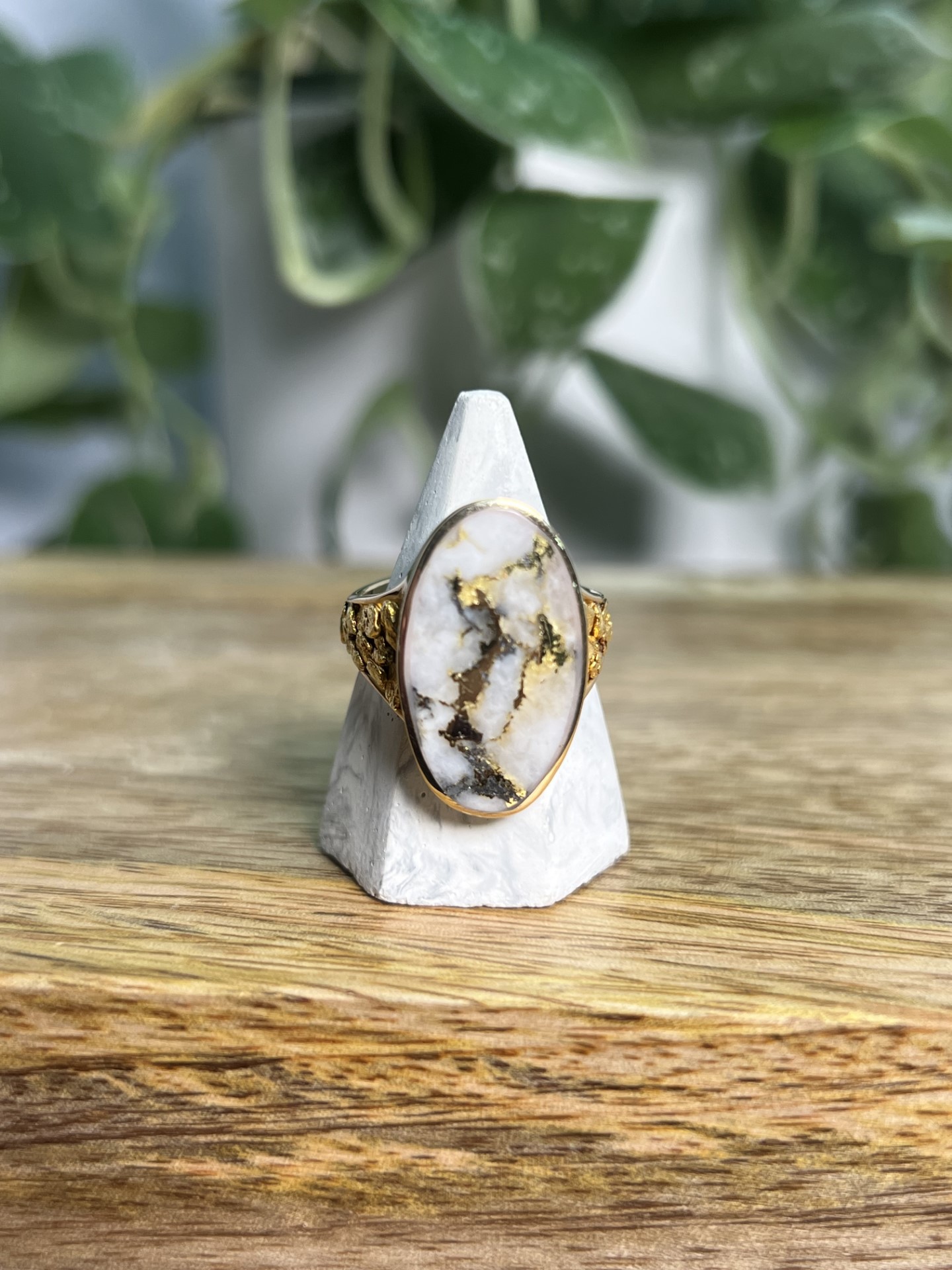 Gold in Quartz with Natural Nuggets Ring – Lady RLBS26Q