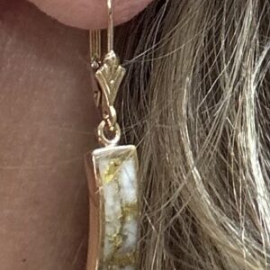 Gold in Quartz Leaver-Back Dangle Whale Tail Earrings EB5.5MMQ/LB