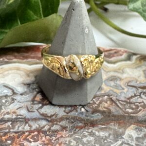 Natural Gold in Quartz Natural Nugget Ring - Man's RM487Q