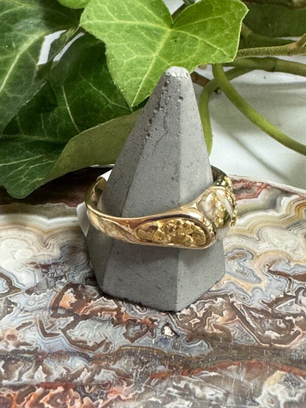 Natural Gold in Quartz Natural Nugget Ring - Man's RM487Q - Image 5