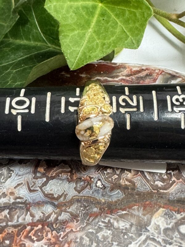 Natural Gold in Quartz Natural Nugget Ring - Man's RM487Q - Image 6
