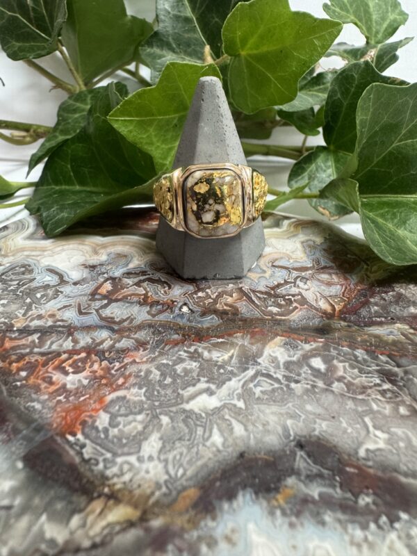 Natural Gold in Quartz Natural Nugget Ring - Man's RM962Q - Image 2