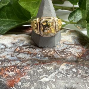 Natural Gold in Quartz Natural Nugget Ring - Man's RM962Q