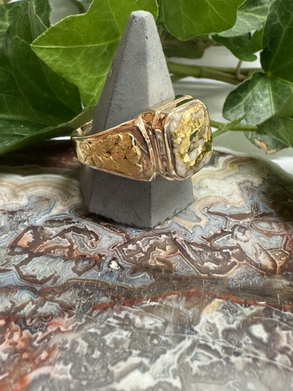 Natural Gold in Quartz Natural Nugget Ring - Man's RM962Q - Image 5