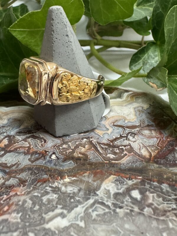 Natural Gold in Quartz Natural Nugget Ring - Man's RM962Q - Image 7