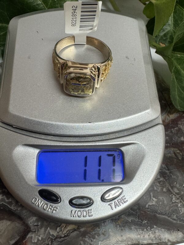 Natural Gold in Quartz Natural Nugget Ring - Man's RM962Q - Image 6