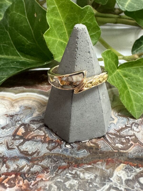 Gold in Quartz Ring with Natural Gold Nuggets Ring RL870NQ
