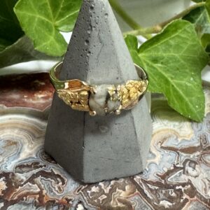 Gold in Quartz Ring with Natural Gold Nuggets Ring RLDL14Q6MM