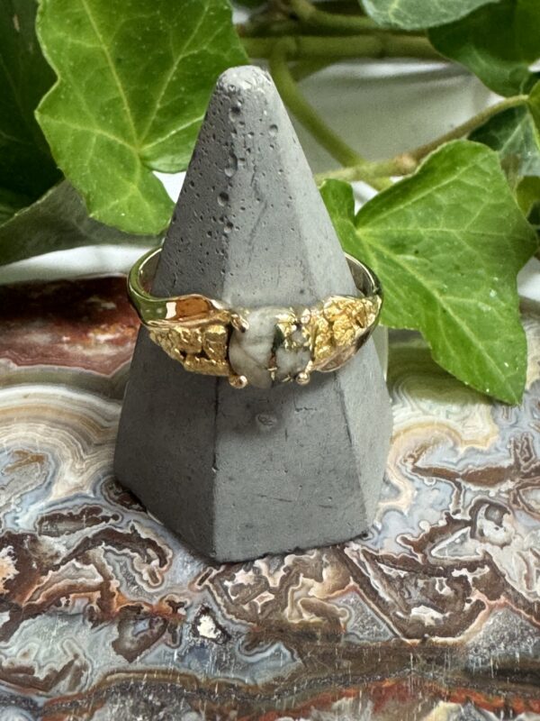 Gold in Quartz Ring with Natural Gold Nuggets Ring RLDL14Q6MM
