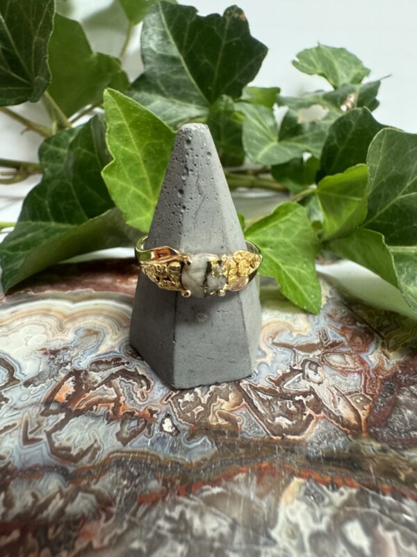 Gold in Quartz Ring with Natural Gold Nuggets Ring RLDL14Q6MM - Image 3