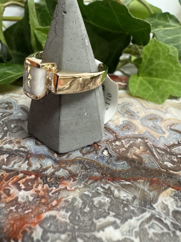 Gold in Quartz / with Diamonds Ring - Lady RLDL50D12Q - Image 3